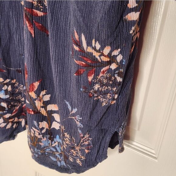 Lovestitch M Gray Lead Floral Print  Peasant Boho Lngslvs Women's Top Blouse - Picture 7 of 7